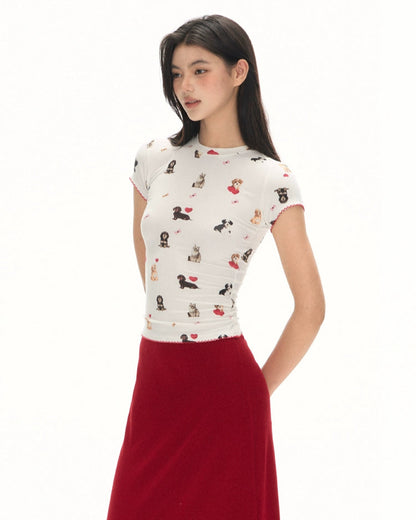 ドッグプリントミニTシャツ J0201