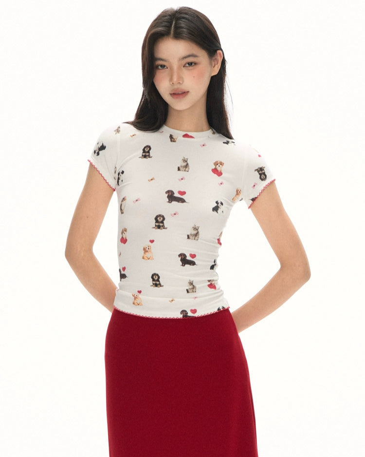 ドッグプリントミニTシャツ J0201