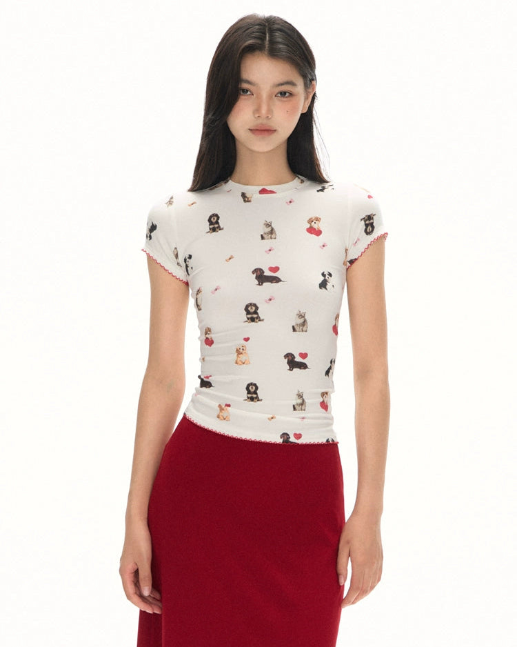 ドッグプリントミニTシャツ J0201